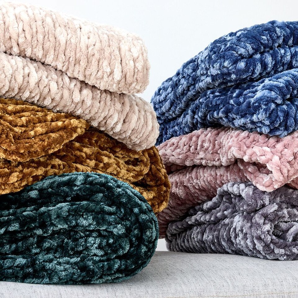 Chunky Luxury Chenille Throw West Elm UK